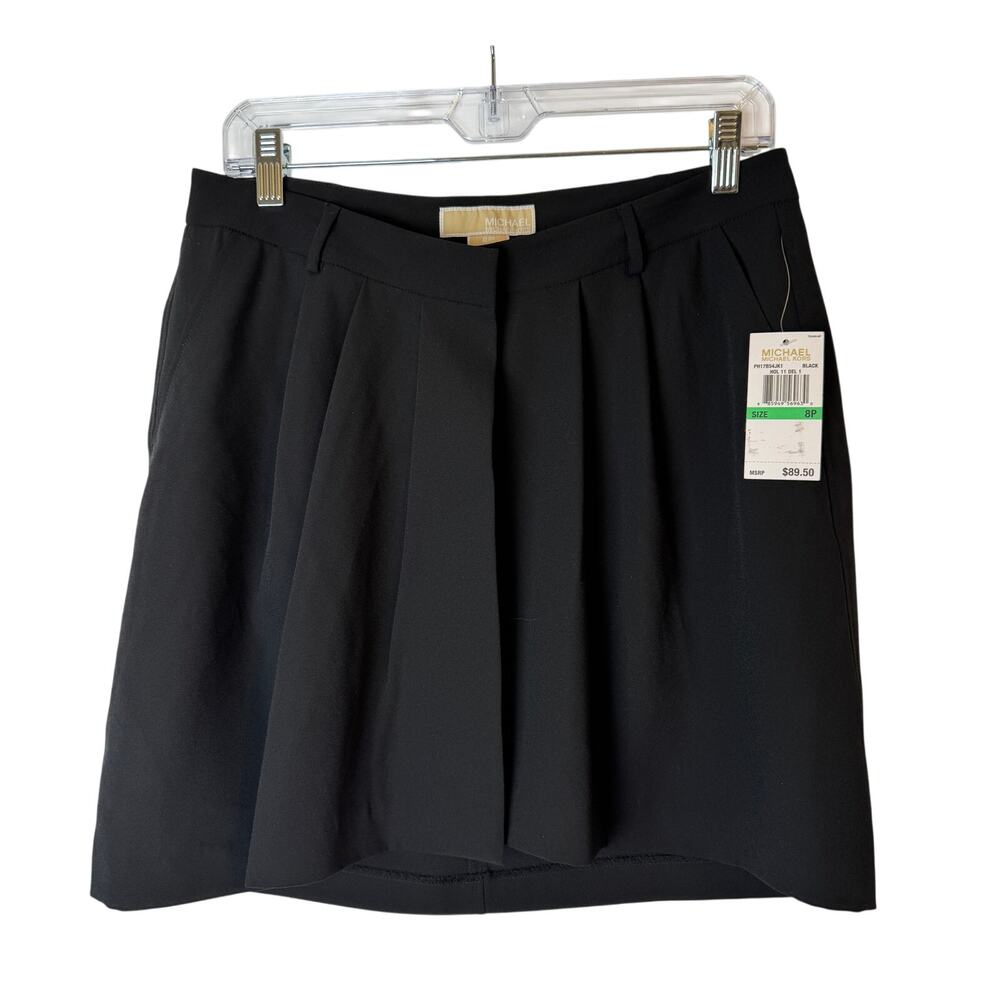Michael Kors Black Pleated Mini Skirt 8 Petite NWT